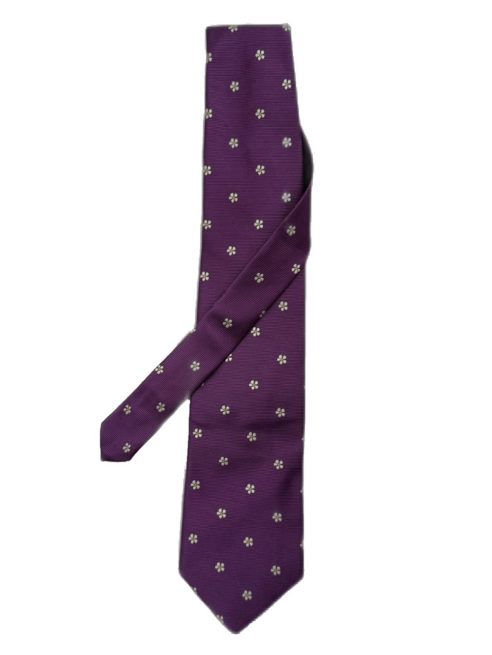 Brooks Brothers Pure Silk Small Flower Woven Mens Necktie Purple White